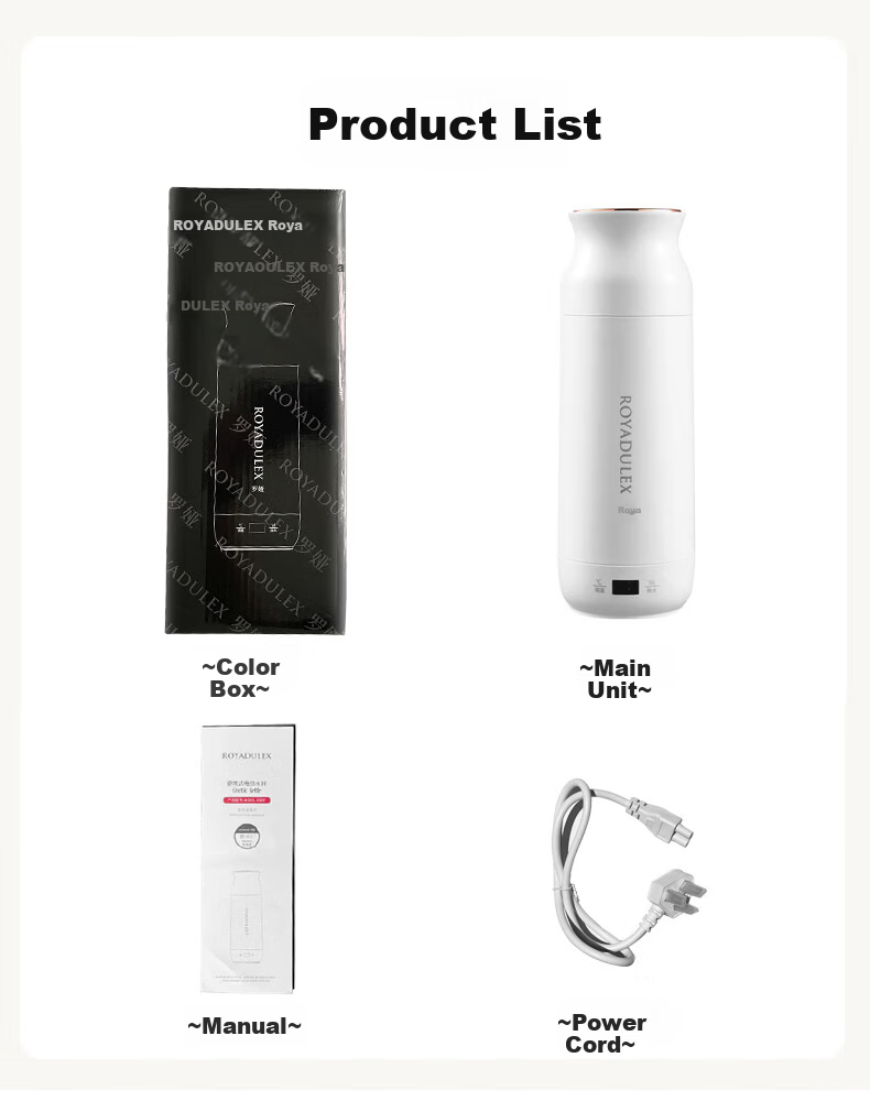 ROYALTY LINE Portable Electric Water Heater Cup Small Electric Kettle Travel Electric Cup Smart Thermostat 304 Stainless Steel Kettle 0.45L 29