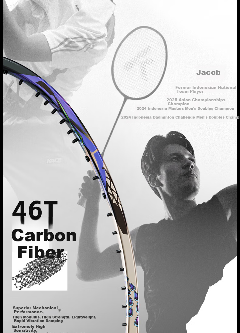 KAWASAKI Featherweight Full Carbon 4U Single Badminton Racket Spear Master Offensive All-Rounder Mao 20 Warm Gold (Gift Box) 11