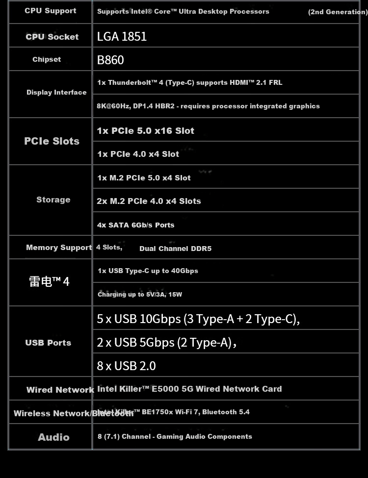 MSI MAG B860M MORTAR WIFI7 Motherboard for Intel B860 LGA 1851 CPUs 265K/245K/270K/250K 18