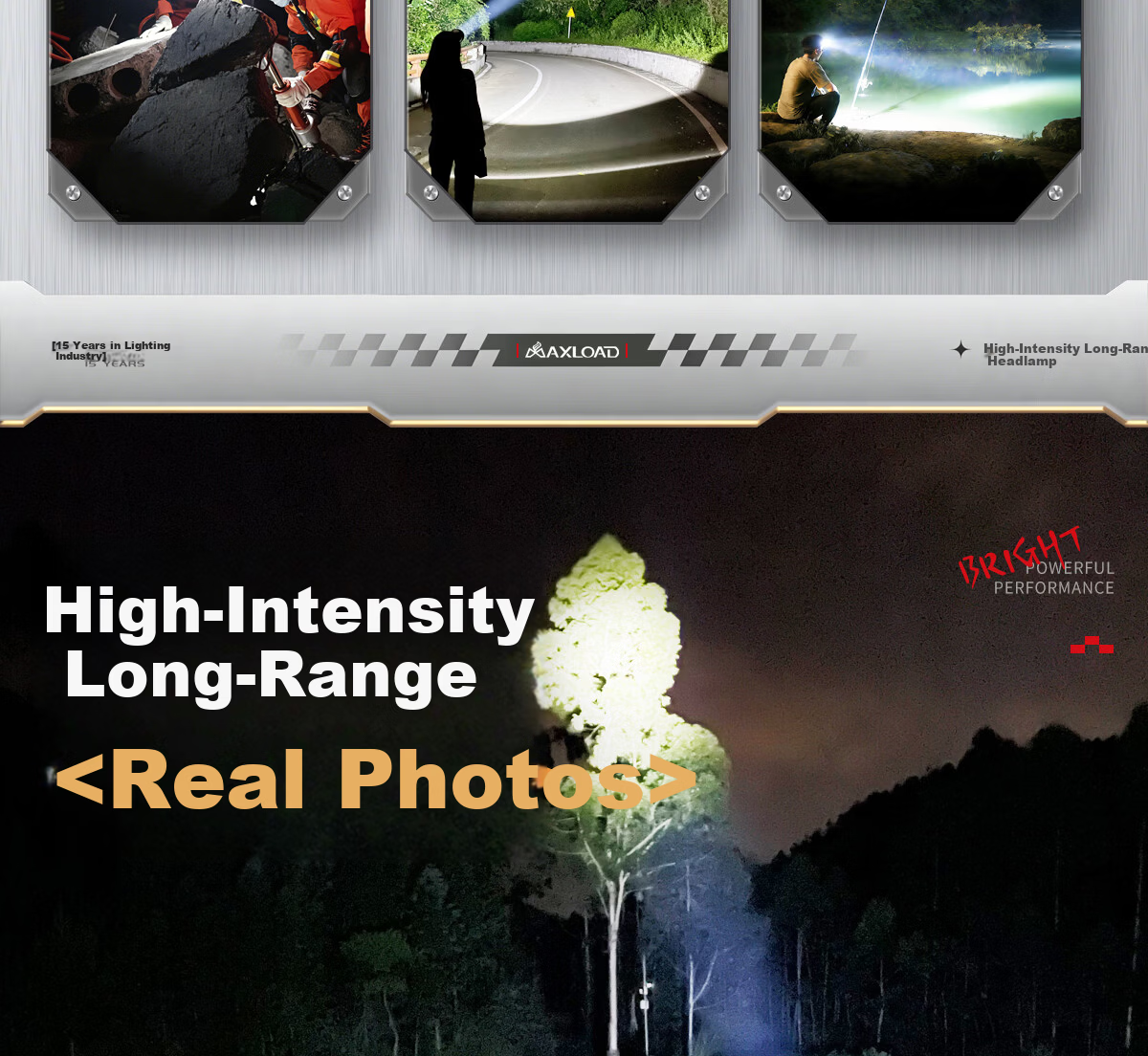 MAX LOAD Headlamp High Brightness Rechargeable Outdoor Fishing Long Battery Life Large Capacity Head-Mounted Flashlight Mining Lamp 14