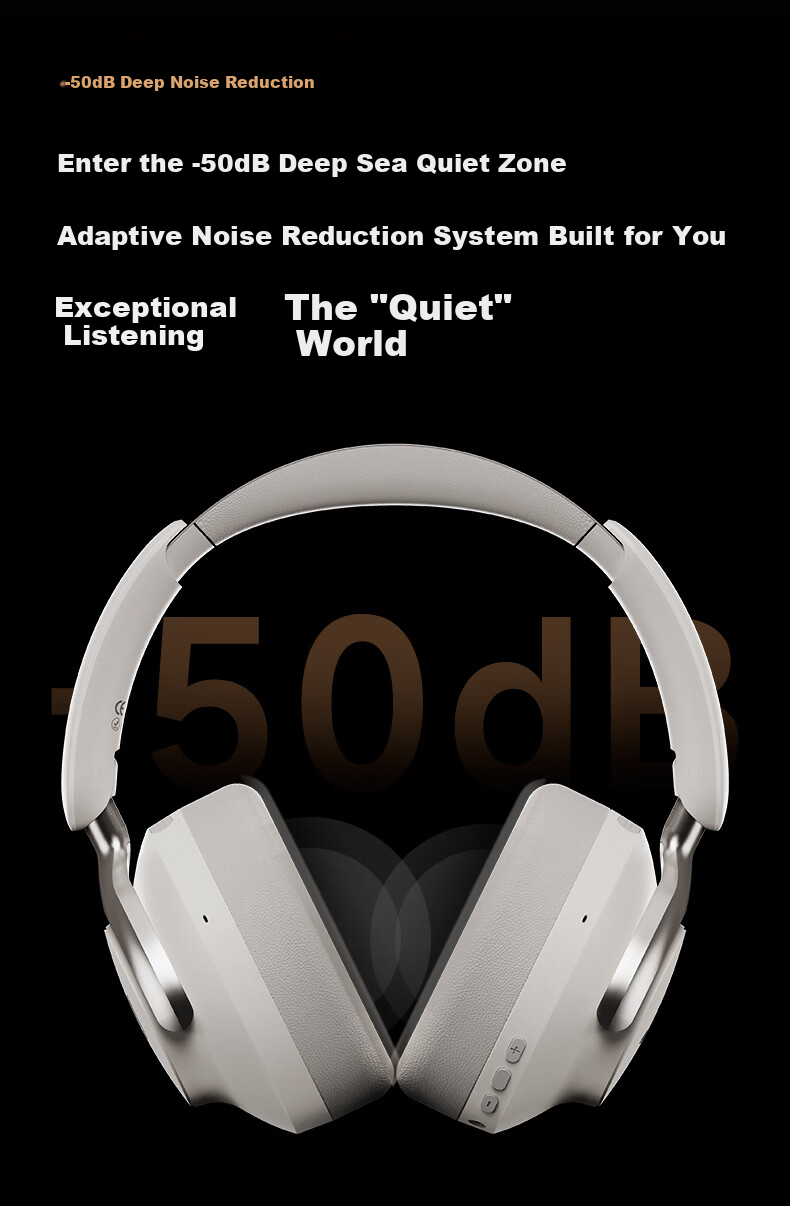 Mishua Awakening MAX [LHDC Certified | Ultra-Long Battery Life] AI Bluetooth Over-Ear Noise-Cancelling Gaming Headphones with Superior Sound Isolation for Apple and Huawei Phones 3