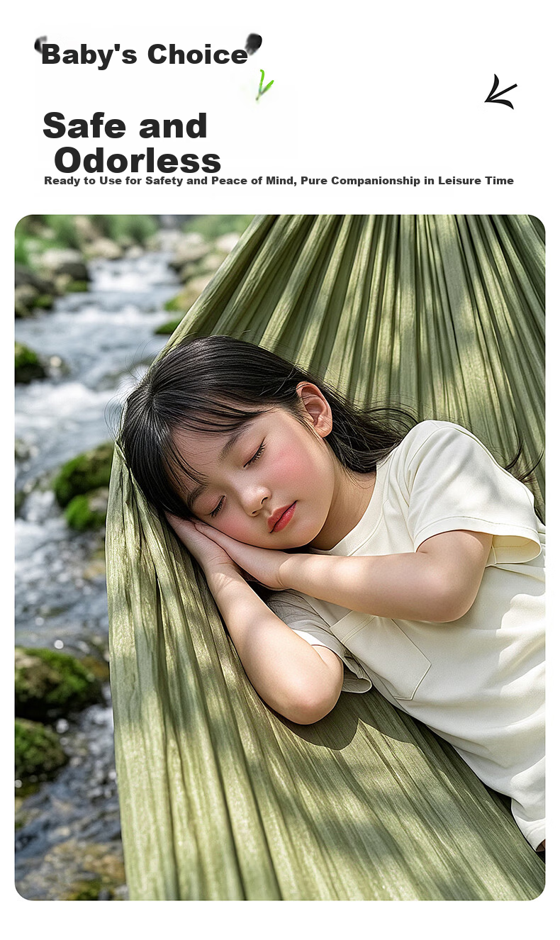 JEEP Mosquito-Proof Hammock Outdoor Adult Anti-Tip Indoor Children's Cradle Swing Tent with Thickened Ropes Military Green 10