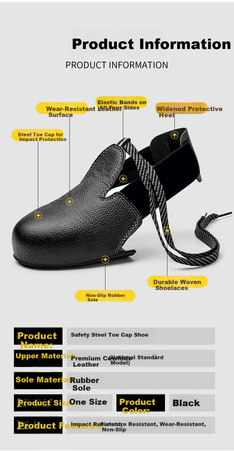 Mandelay Safety Shoe Covers Anti-Smash Steel Toe Protective Shoe Covers Visitor Safety Steel Shoe Covers National Standard Steel One Size Black 10