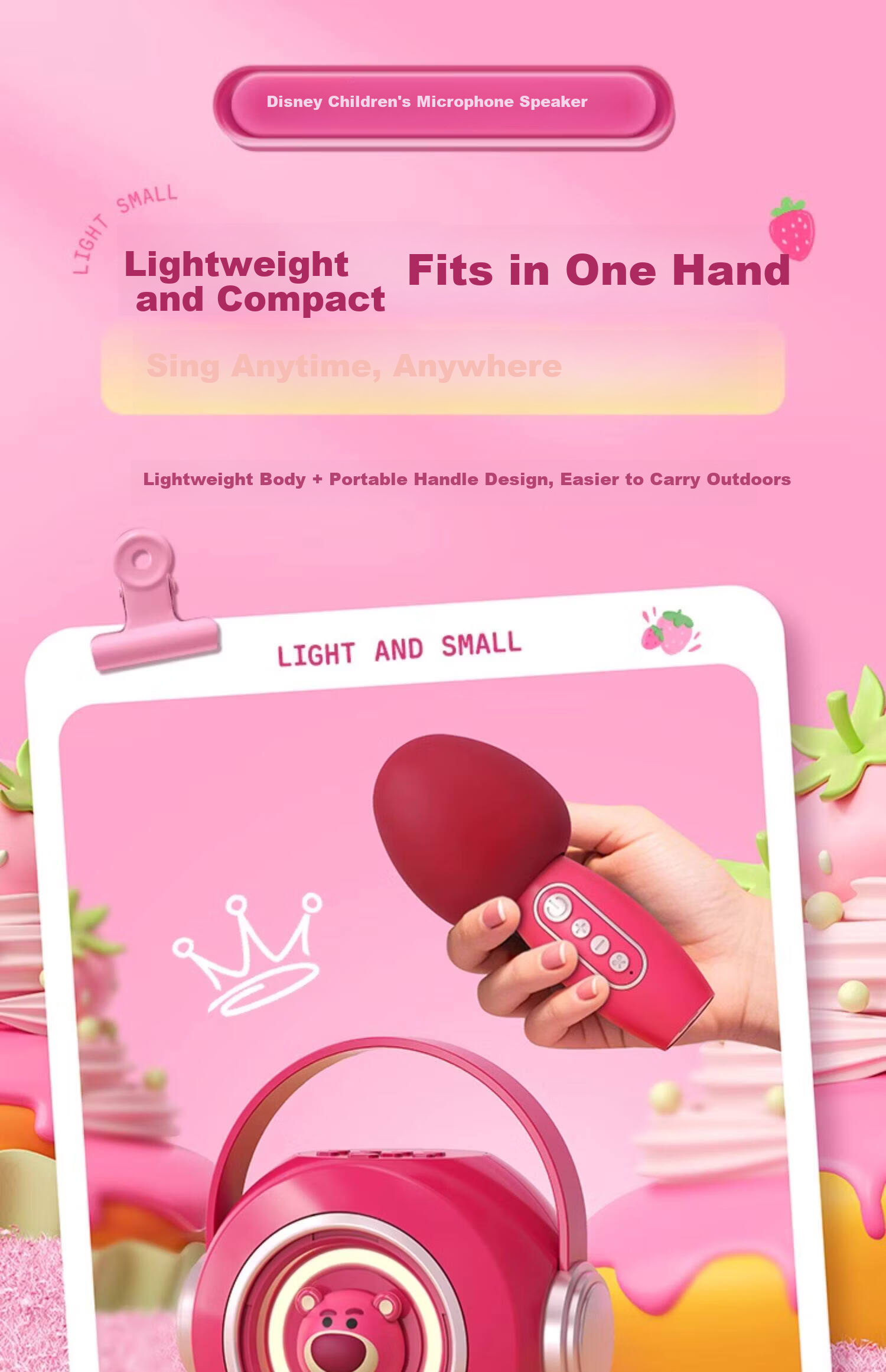 Coolfire 61 Children's Day Gift for Girls High-End Disney Microphone Singing Speaker KTV All-in-One 2026 New Karaoke Birthday Gift for Ages 6-12 Practical 21