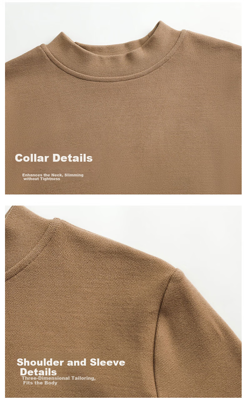 Langsha Women's Thickened Velvet Half Turtleneck Slim Fit Long Sleeve Base Shirt for Spring and Autumn 27