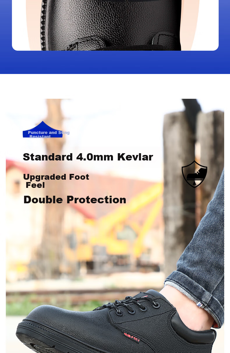 BlueOwl Shield Men's High-Temperature Resistant Steel Toe Anti-Puncture Waterproof Slip-Resistant Safety Work Shoes 005H Size 40 7