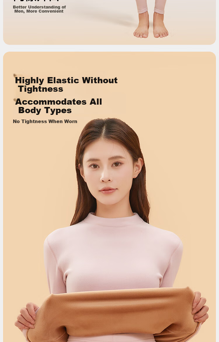 YAYA Ultra Thick 400g Cashmere Thermal Underwear Set for Women Autumn Winter Fleece Lined Antibacterial Top and Bottom 10A 10