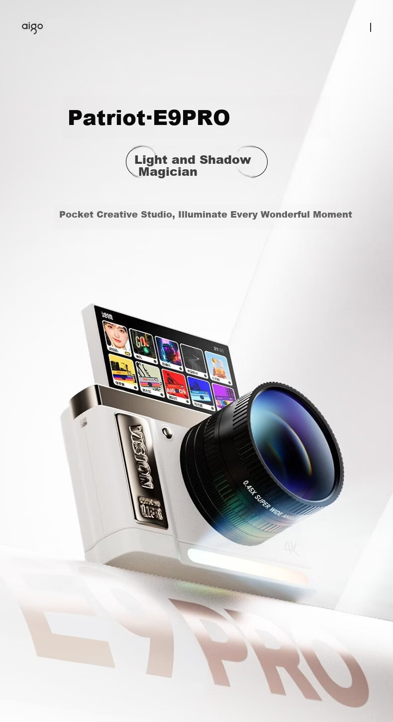Patriot D9/E9PRO Flip Screen Selfie Student Digital Camera Birthday Gift for Girls Entry-Level Campus HD Travel Alternative CCD White 128GB Children's Day Gift 1