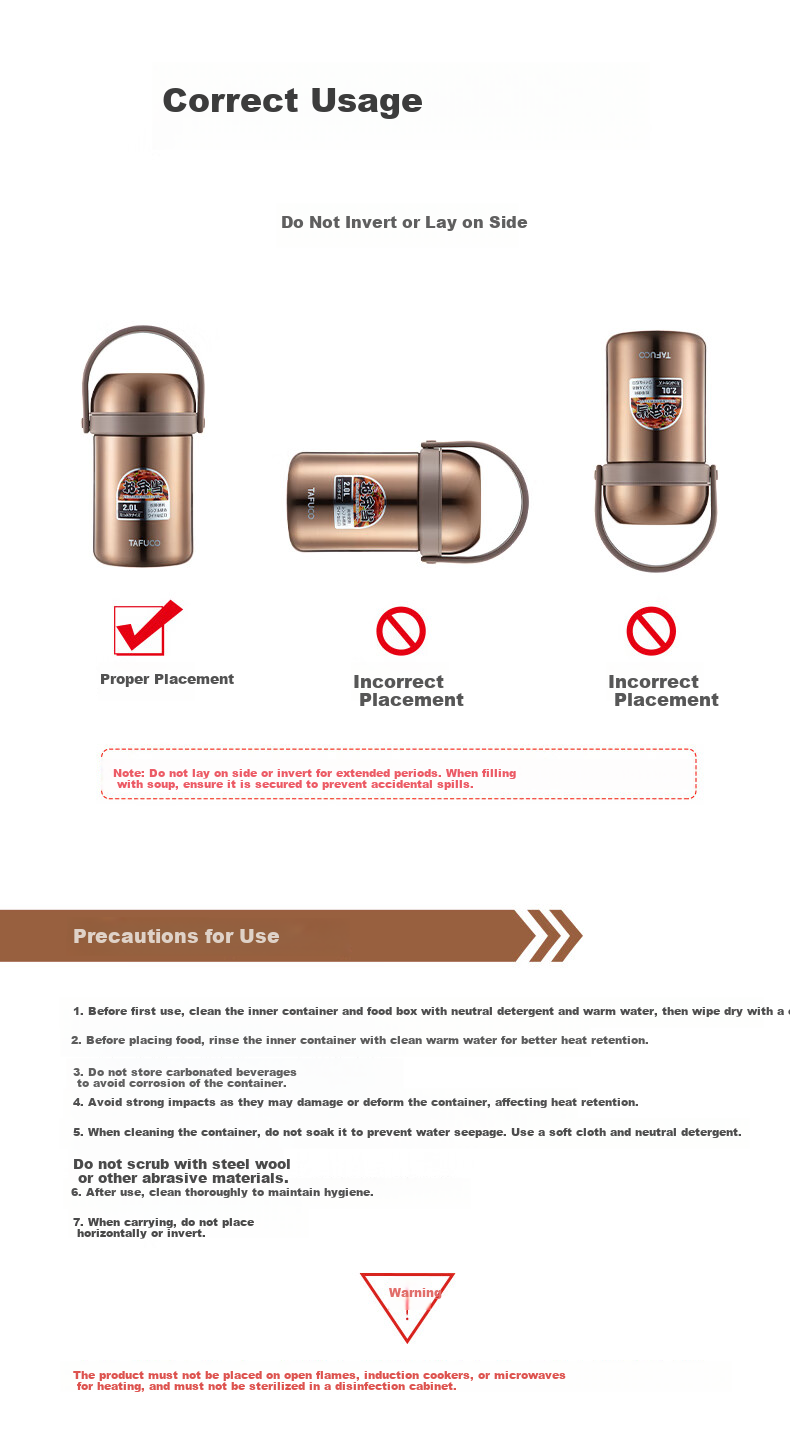 Taful High Insulation Stainless Steel Long-lasting Thermal Lunch Box Portable Porridge Container Multi-layer Bento for Students and Office Workers T0317 14