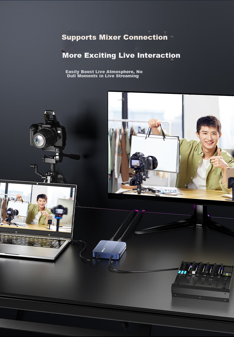 Akashis Video Capture Card 4K50Hz True RGB Camera HD Live Streaming for Laptop/Phone/Tablet/PS5 VC-X8 8