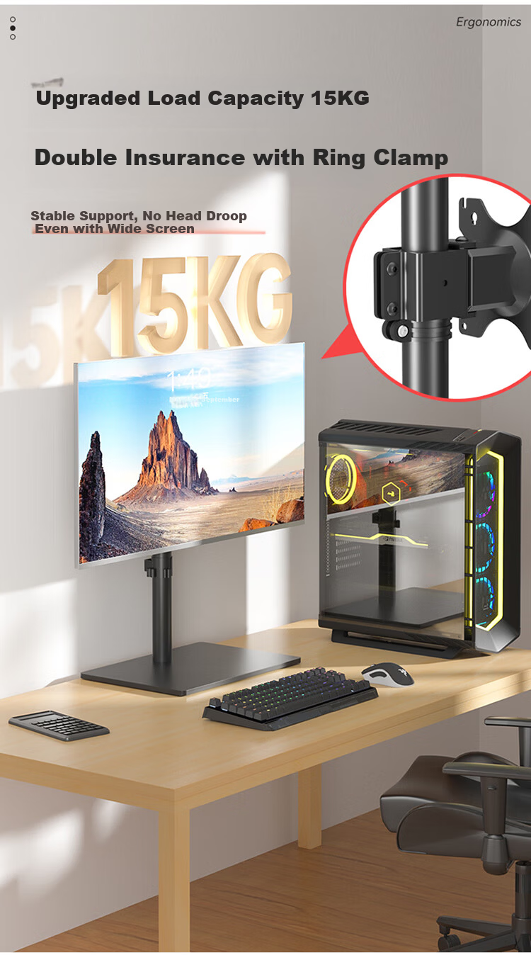 HILLPORT 17-43 Inch Monitor Stand 60cm Height Adjustable TV Riser Desktop Stand No Drilling Rotatable Enlarged Base DZ40 13