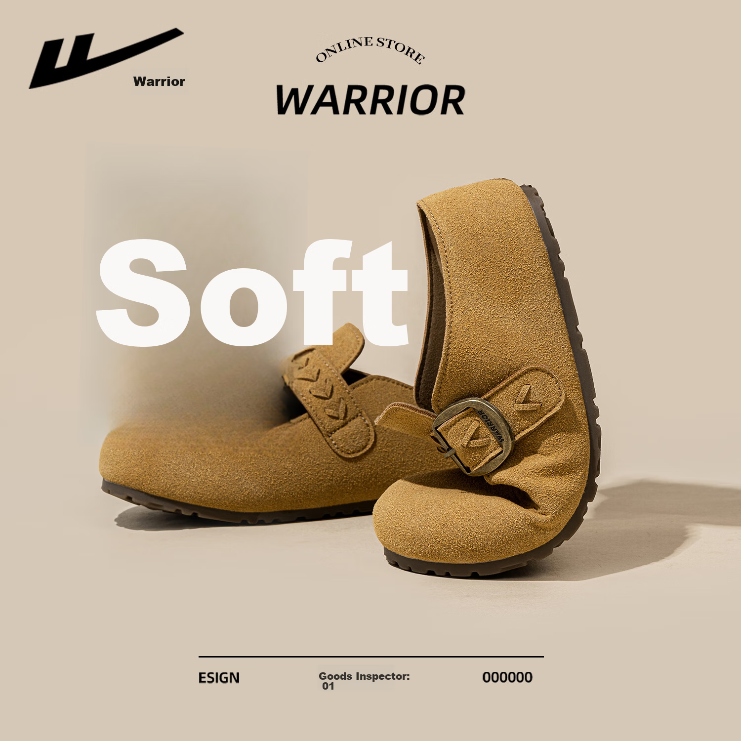 Warrior Thick Sole Birkenstock Women's New Autumn Winter Popular Height Increasing Slip-On Closed Toe Half Slippers Camel Color Size 38