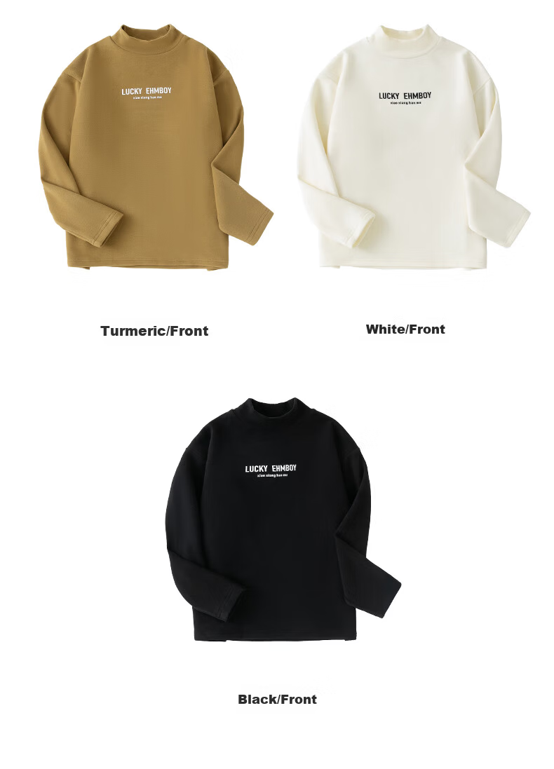 Little Elephant Ham Boys' Base Layer Shirt Autumn Winter Children's Innerwear Half Turtleneck New Boys' Trendy White 150 cm 6