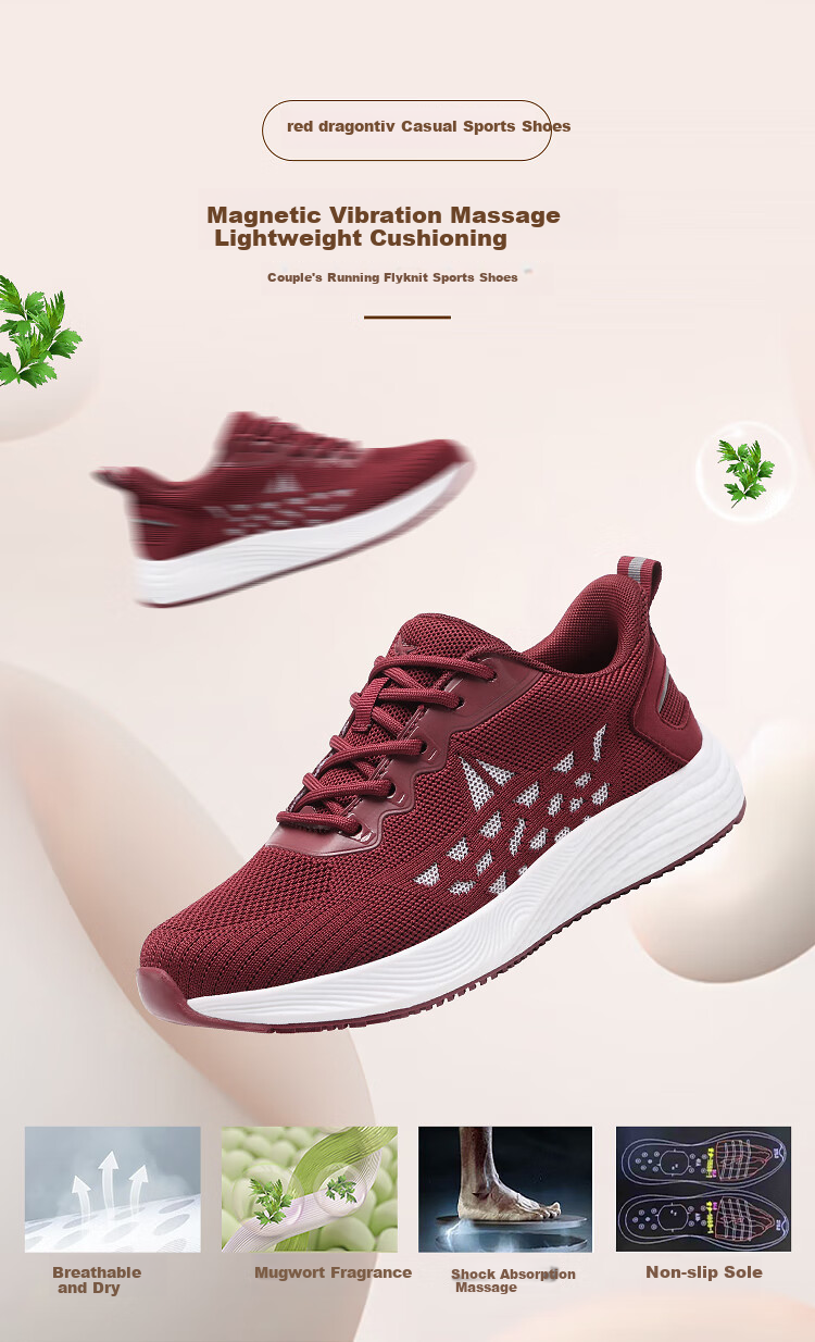RED DRAGONFLY Women's Mesh Casual Shoes Qi Ji Red Versatile Travel Shoes Lightweight Running Sports Shoes WXB151872 Red Size 36 1