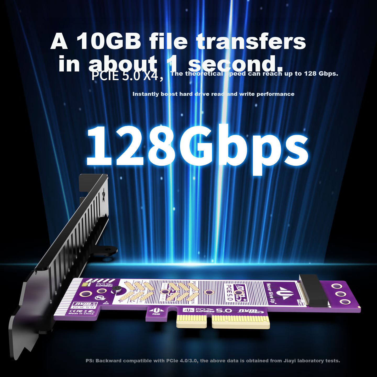 JEYI PCIe to M.2 NVMe Expansion Card PCIe 5.0 Full Speed 128Gbps Backward Compatible with PCIe 4.0/3.0 X4/X8/X16 SSD Adapter Card
