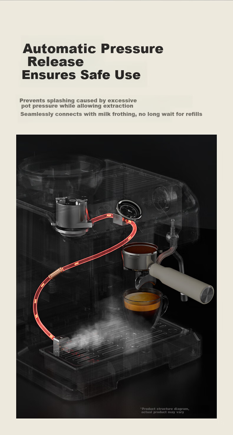 Kepura CP296 Cloud White Dual Pump Dual Boiler Espresso Coffee Machine Semi-Automatic Home Office Small Steam Milk Frother Grinder All-in-One (Cold Brew Version) 6