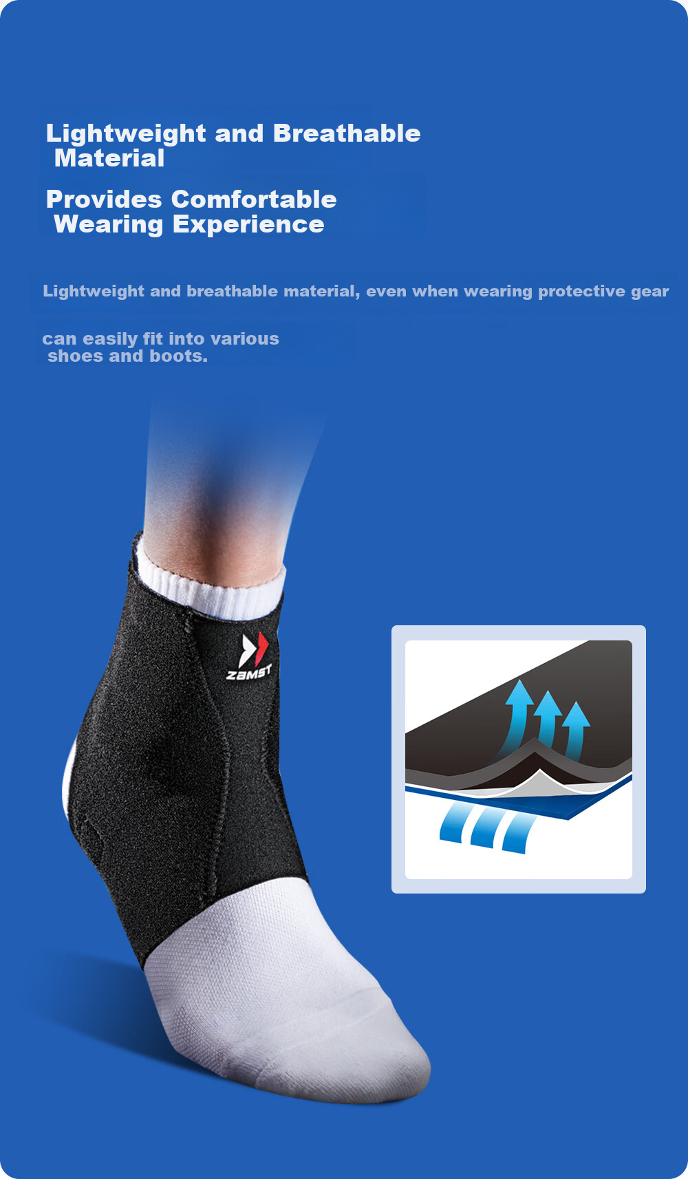 ZAMST Sports Ankle Support Lightweight Breathable Non-Slip Ankle Brace for Basketball Volleyball Badminton Running Football Fitness FA-1 8
