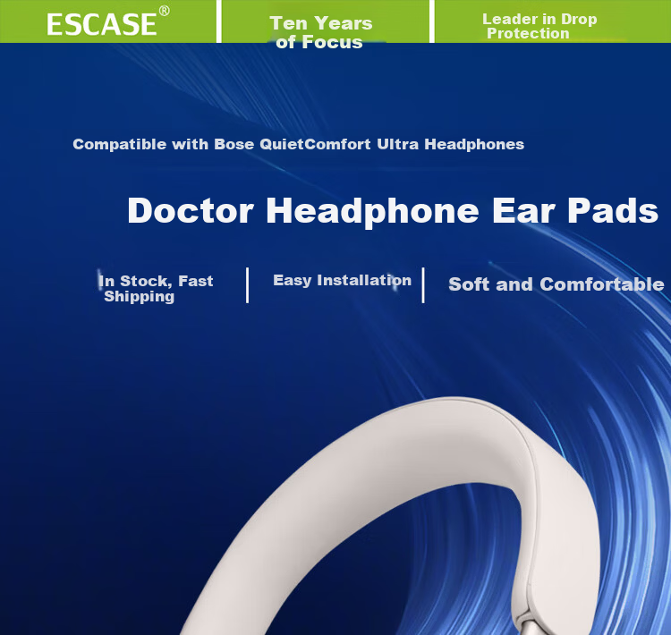 ESCASE Replacement Ear Pads for Bose QC Ultra QuietComfort Noise Cancelling Headphones Over-Ear Cushions with Storage Case Black Pair 1