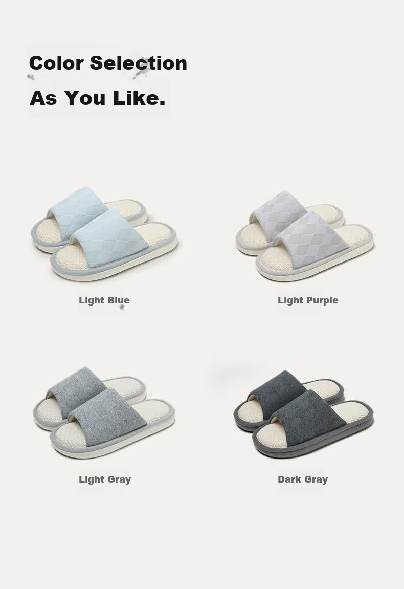 Puxia Linen Slippers Women Couples Thick Sole Non-slip Breathable Silent Home Cotton Slippers Men Light Blue Size 36-37 12