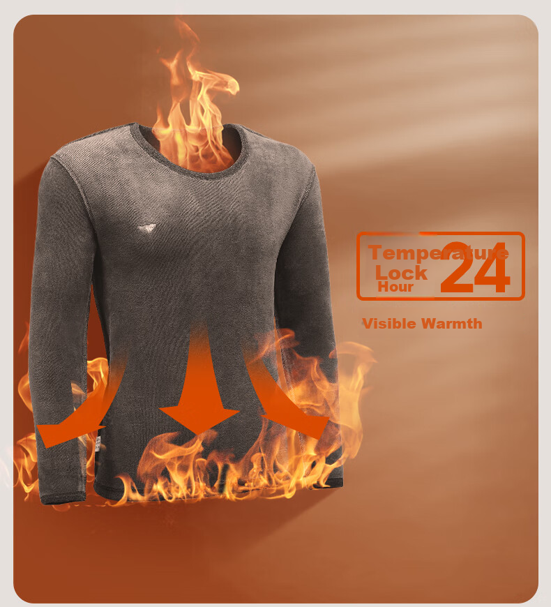 SEPTWOLVES [Double Warmth] Thermal Underwear for Men, Fleece-Lined Thick Autumn And Winter Base Layer Set with Round Neck 9