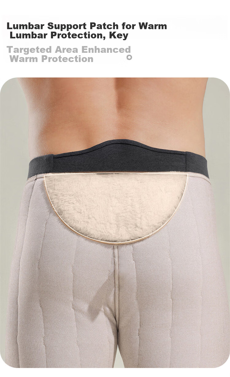 LangSha Men's Thermal Pants Wool Silk Autumn Winter Fleece Lined Thickened Knee Patch Plus Size Extra Thick Cotton Wool Pants 6
