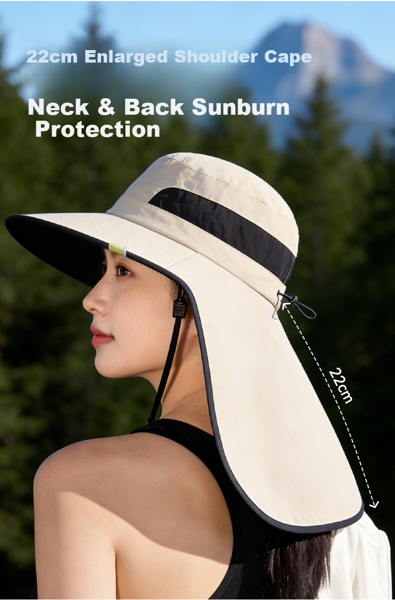KELME Sun Protection Bucket Hat Summer Hiking Fishing Cap with Neck Flap Unisex Large Brim Sun Hat 4