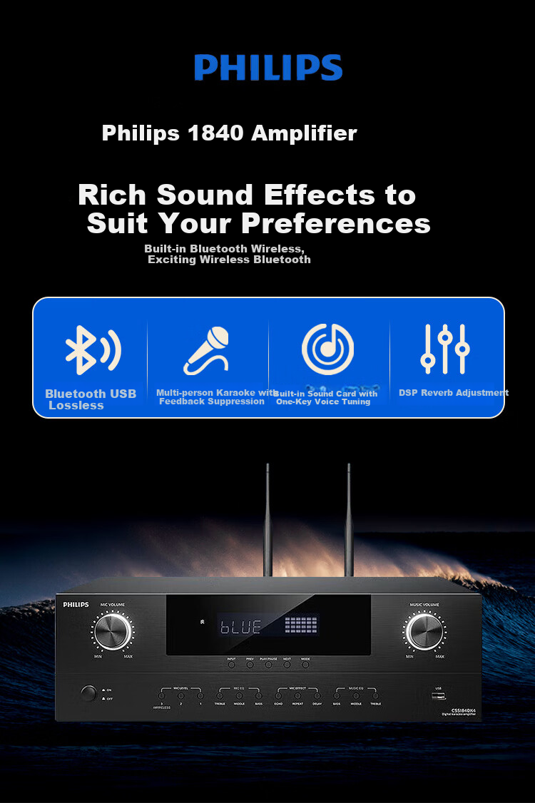 PHILIPS CSS1840 Home Bluetooth Amplifier Professional AV Subwoofer HiFi Home Theater KTV Speaker Amplifier 1
