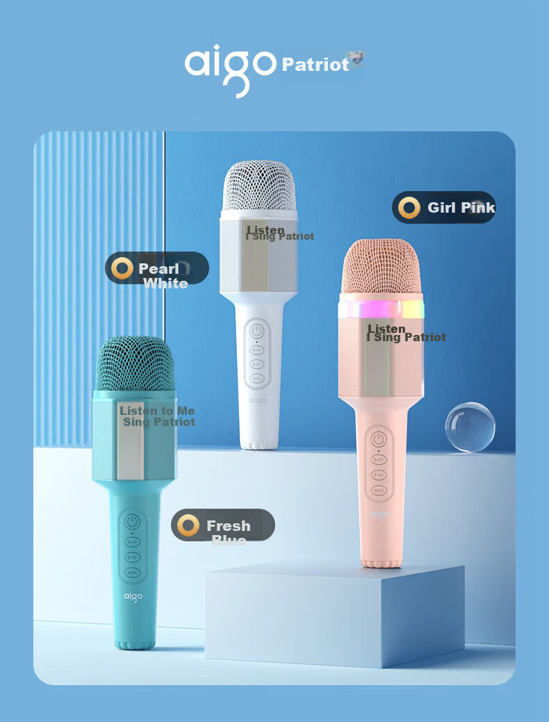 Aigo K8 Sakura Pink Wireless Microphone Home KTV Voice Changer Karaoke Speaker TV Douyin Live Noise-Cancelling Bluetooth Singing Handheld Microphone All-in-One Entertainment System 1