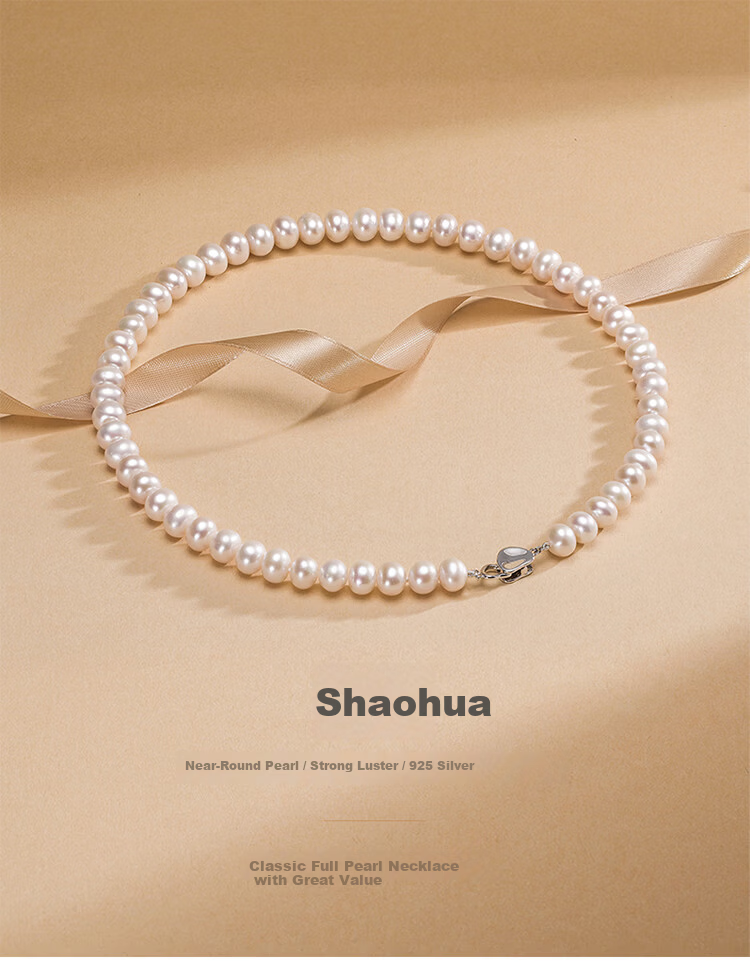 Jingrun Pearl Necklace for Women 925 Silver Shaohua Freshwater Pearl Necklace Elegant Birthday Gift for Lover 1