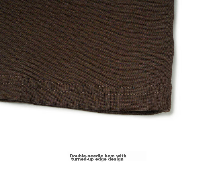 Olrain Classic Embroidered Crew Neck Short Sleeve T-Shirt Women Summer New Commuter Casual Top Brown XL 24