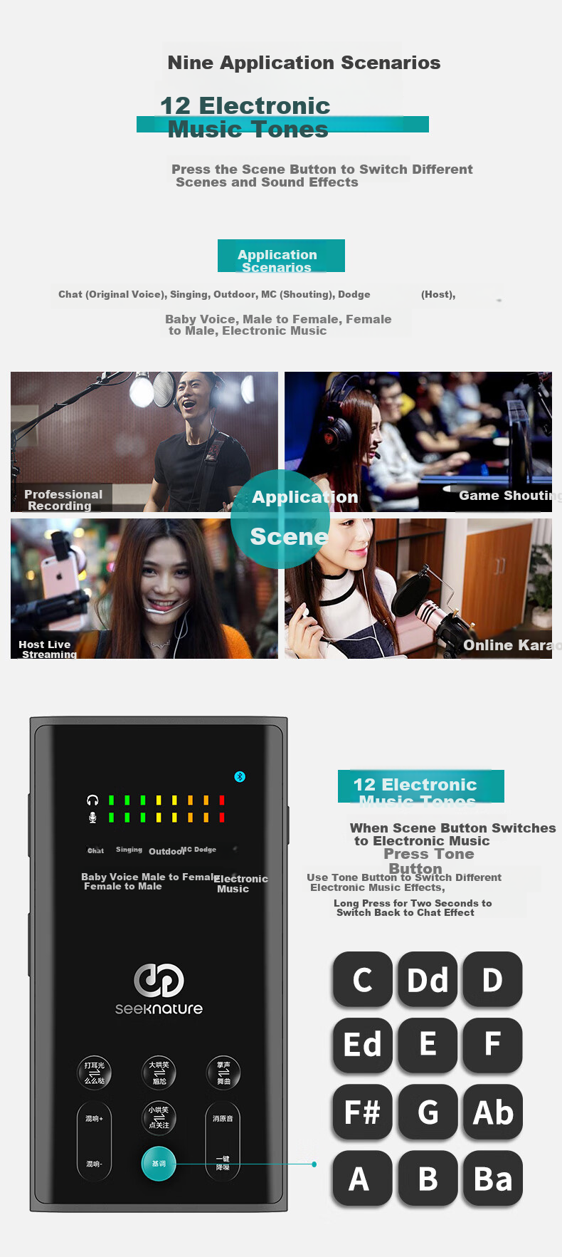 Seeknature BoBa 2nd Gen LIVE Sound Card Condenser Microphone Kit for Mobile Live Streaming, PC, TikTok, Kuaishou, Universal Host Singing, Karaoke, Recording, Full Live Streaming Equipment Set Micropho 2