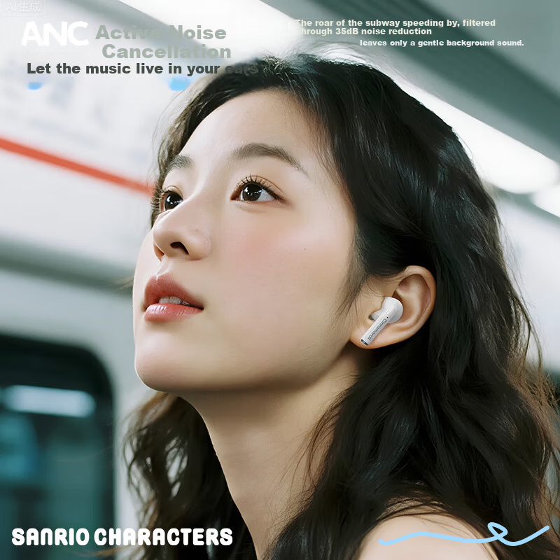 Chenfeng Sanrio Bluetooth In-Ear Wireless Earphones High-Quality Active Noise Cancelling Long Battery Life Birthday Gift for Girls Compatible with Apple Huawei SR19 Cinnamoroll