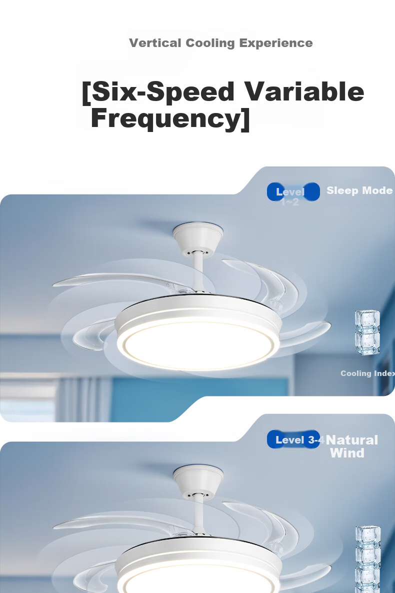 Kuka Invisible Ceiling Fan Light for Living Room and Dining Room Silent Fan Lamp with Rod - Three Colors [Installation Included] 9