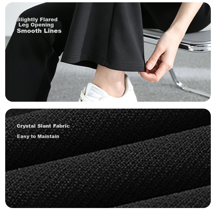 FitonTon Women's High Waist Flared Pants Winter Fleece Lined Thickened Elastic Waist Horseshoe Casual Draped Stretch Black Bootcut Pants 3