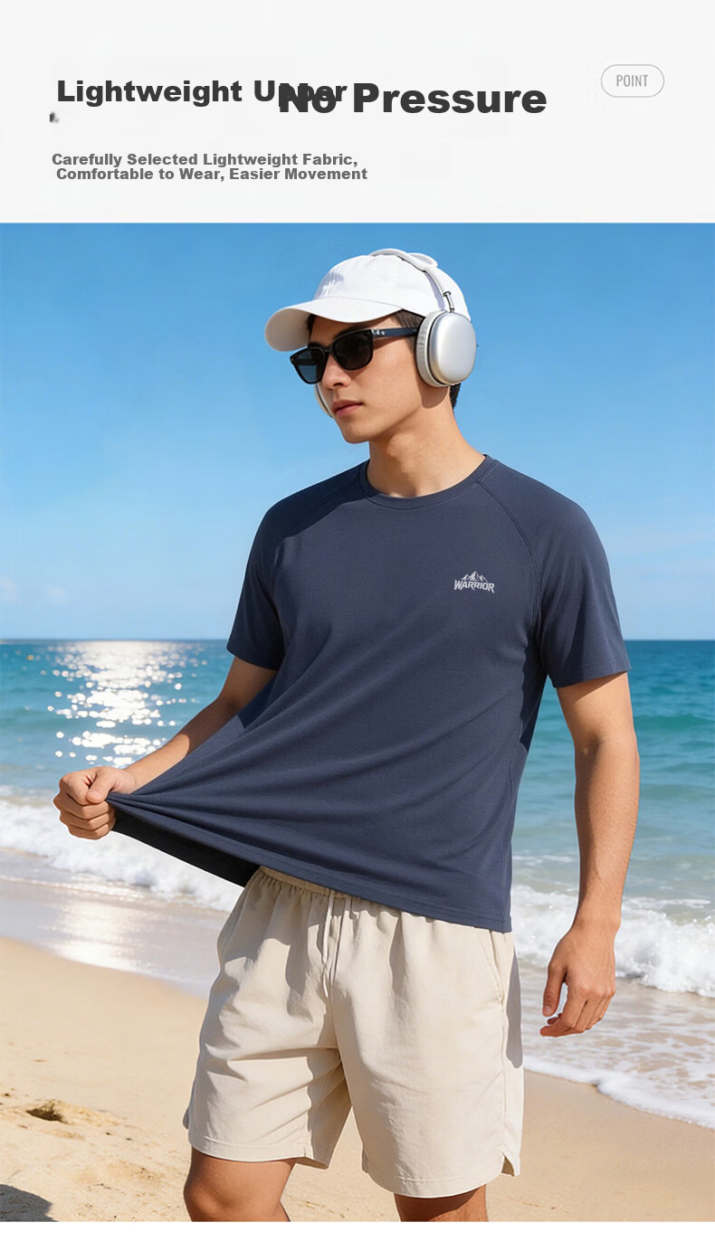 Warrior Men's Heavyweight Short Sleeve T-Shirt Summer Sports Loose Fit Trendy Tee 15
