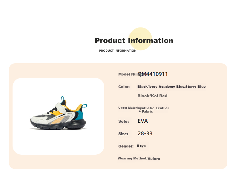 QIAODAN Boys' Cotton Shoes Children's Running Shoes Winter Toddler Velcro Sports Shoes Black/Ivory Size 33 8