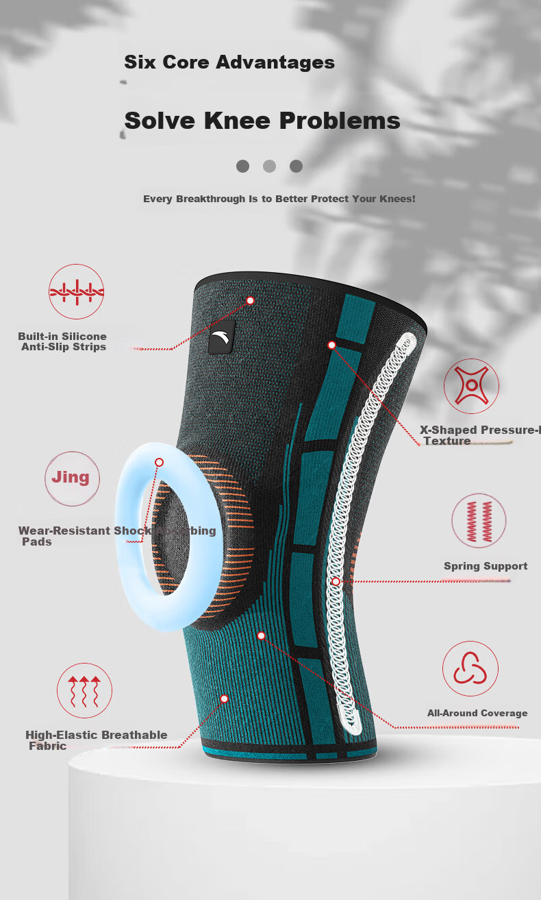 ANTA Knee Support Sports Running Warm Old Cold Leg Basketball Knee Brace Meniscus Injury Badminton Black Size M 1