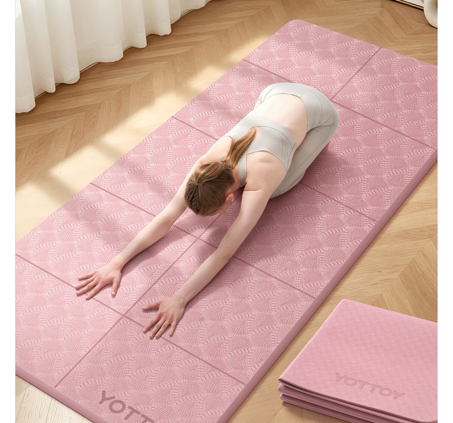 Yottoy Foldable Yoga Mat Portable Student Nap Mat Lightweight Kids Non-Slip Indoor Fitness Mat for Men and Women 2