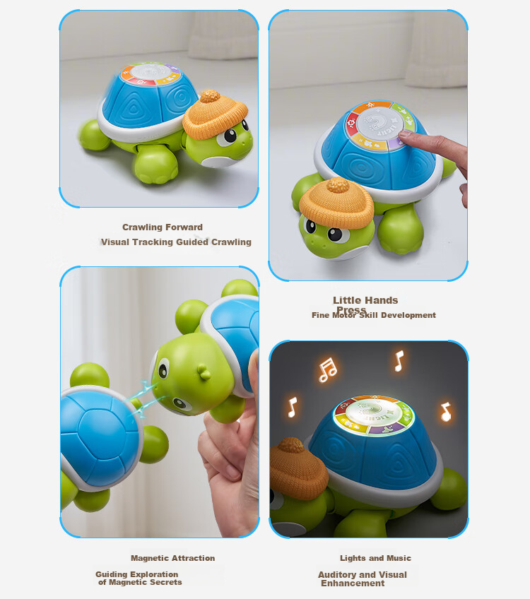 Aojia Baby Toy Crawling and Head Lifting Training 0-6 Months Learning to Crawl Guide for Children 0-1 Year Old Infant Large Turtle 4