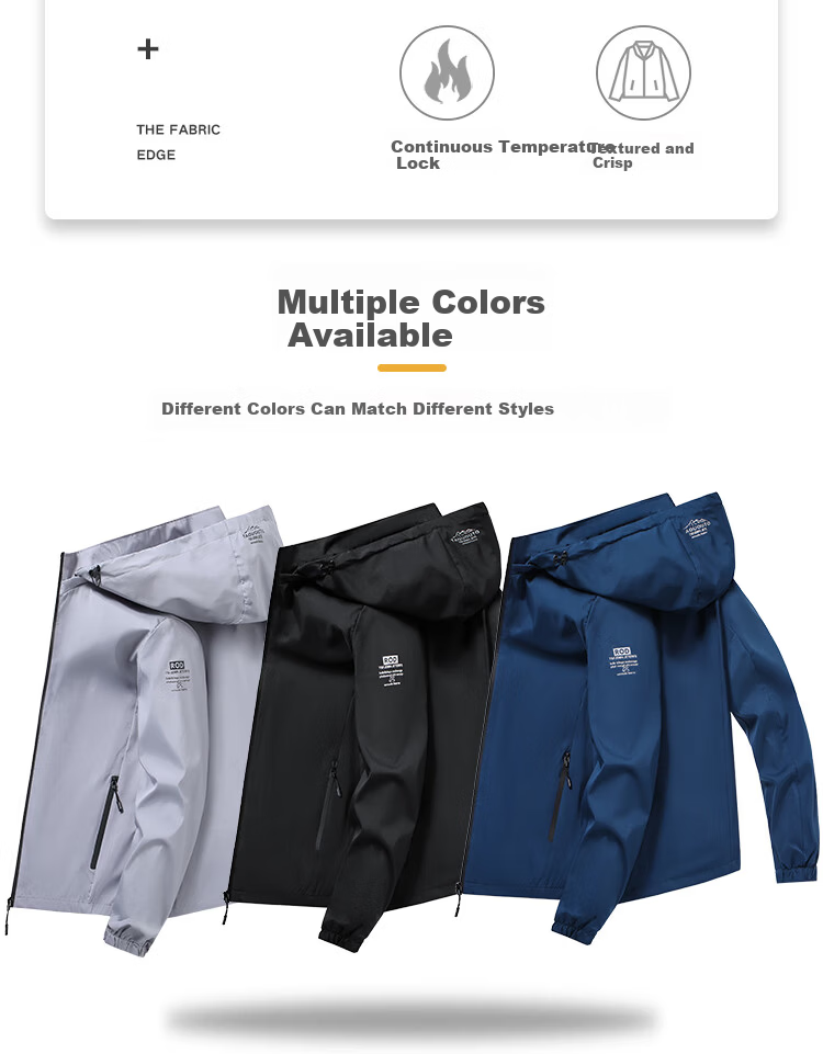 VANCAMEL Men's Jacket Spring and Autumn Hooded Casual Youth Trendy Versatile Light Gray XL 3