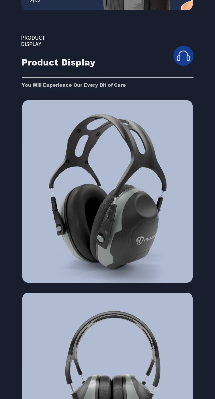 Huadun Noise Reduction Ear Muffs Noise Cancelling Soundproof Black Rotatable 34dB 1 Pair HD-X5 9