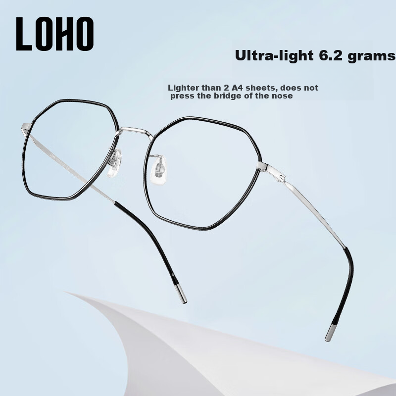 LOHO Pure β-Titanium Ultra-Light 6g Glasses Prescription Women Blue Light Blocking Radiation Resistant Zeiss Lenses Anti-Fatigue Men Frame