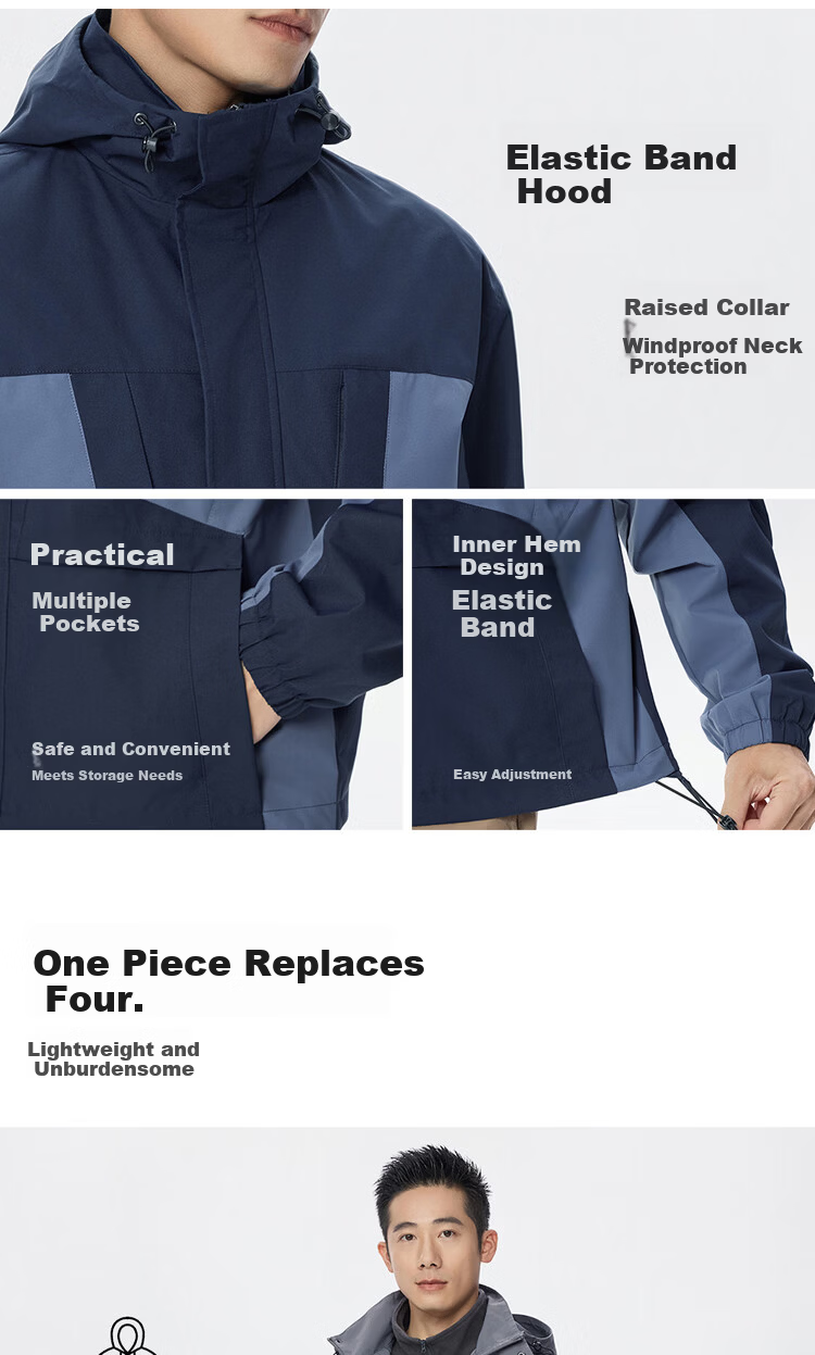 Giordano Men's Spring Windproof Jacket New Water-Repellent Color-Block Multi-Pocket Loose Hooded Coat 01075082 8