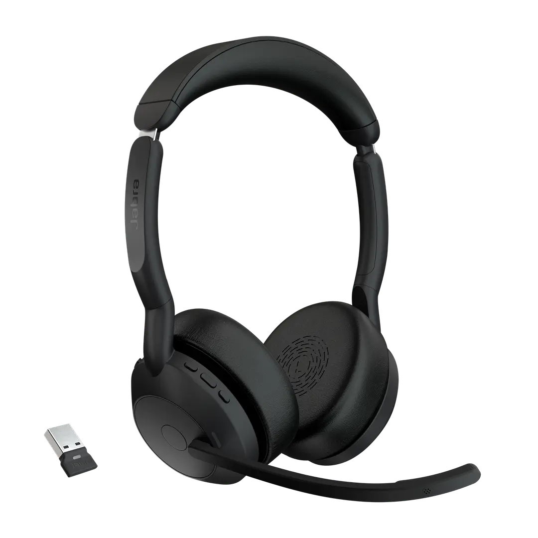 Jabra Evolve2 55 MS Computer Office Conference Call Customer Service Telemarketing Headset, Online Education Over-Ear Bluetooth Noise-Cancelling Headphones