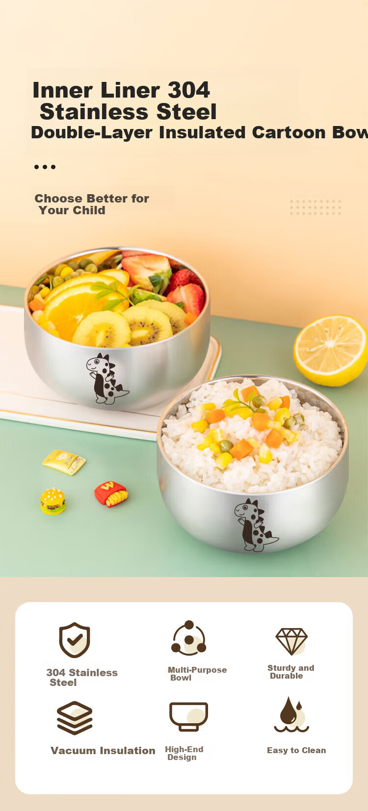 Baoshi PPSU Baby Feeding Bowl Detachable Water Injection Insulated Temperature-Controlled Children's Straw Bowl with Suction Cup Tableware Lunch Box 1