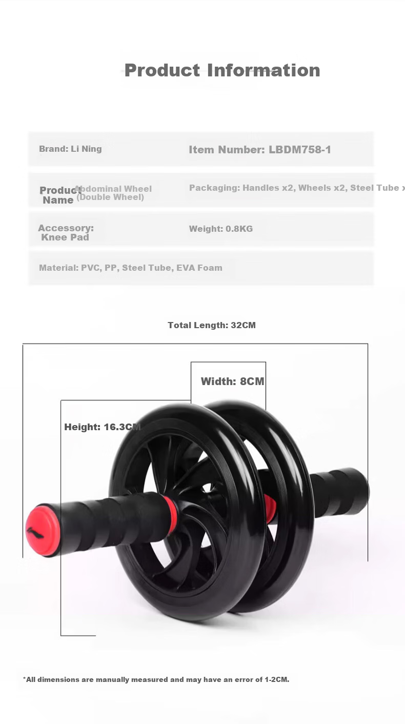 LI-NING Ab Wheel Roller Abdominal Muscle Trainer Dual Wheel Fitness Equipment for Men 13