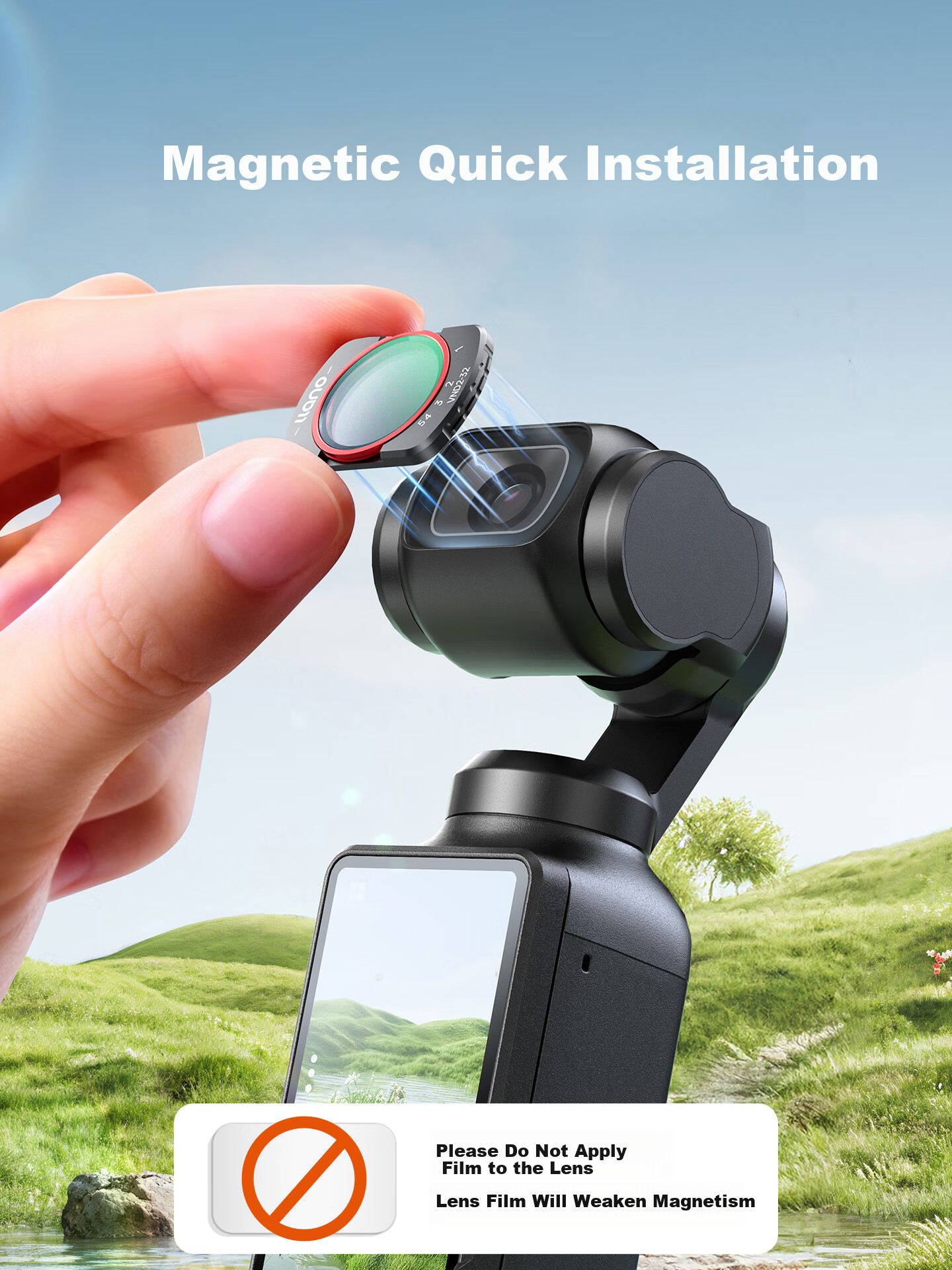 Llano DJI Pocket 4/3 Filter 2x Macro Lens Kit Osmo Action Camera Accessories Pocket Camera Magnetic Quick-Release Close-Up Lens 4