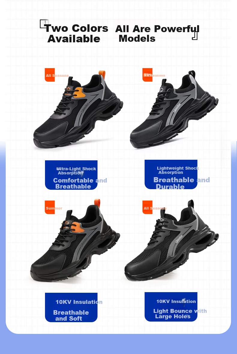 Blue Owl Shield Men's Insulated Electrician Safety Shoes Anti-Smash Toe Anti-Puncture Breathable Ultra-Lightweight Work Shoes D212TKB Size 37 10