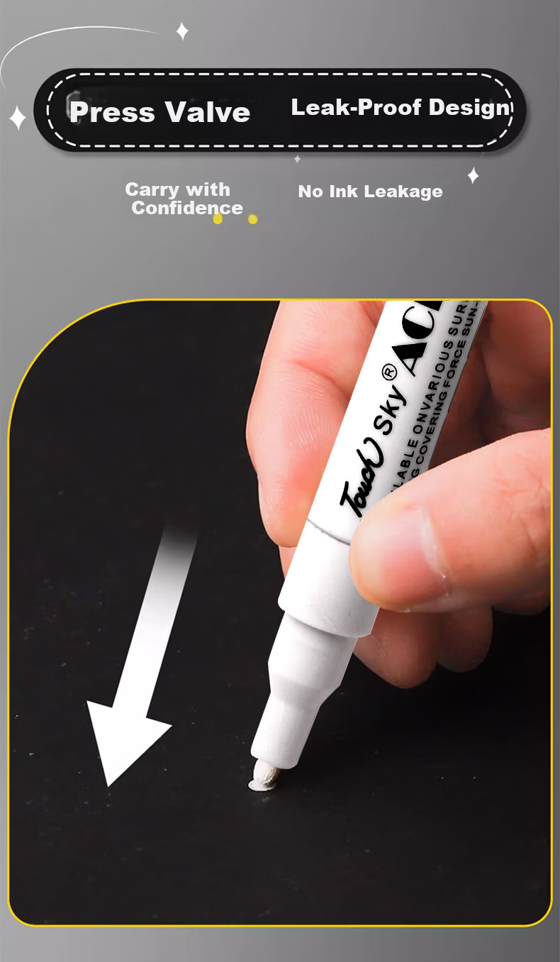 Shuxing White Acrylic Highlighter Double-Ended Waterproof Fade-Resistant Art Marker for Students Drawing Graffiti Black Card Journal White Paint Pen Watercolor Pen 10