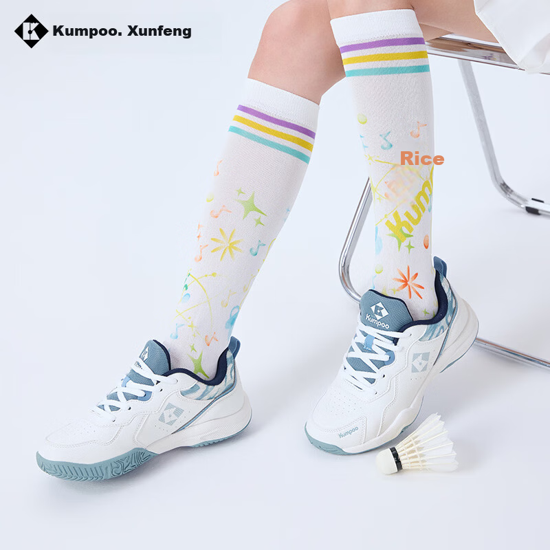 KUMPOO 2025 New Featherweight Badminton Shoes Shadow D21 Breathable Non-Slip Wear-Resistant Professional Sports Shoes Size 38 White/Blue